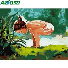 AZQSD картина маслом по номерам девушка ручная роспись холст Современная фигура DIY Настенная картина украшение дома искусство K082