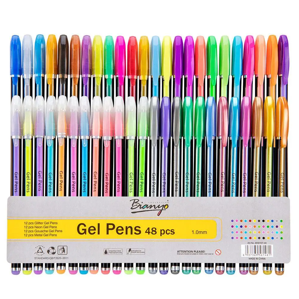 

Adeeing 48 Color Neutral Pen Doodle Student Stationery Set Bright Crystal gel pen Office School Supplies Gift For Kids r20