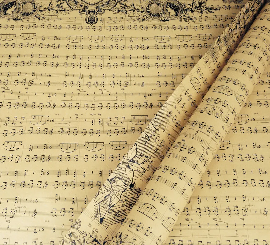 

10sheet Vintage Music Style craft paper Double-sided Kraft Flower Bouquets Packaging Materials Gift Wrapping Scrapbook