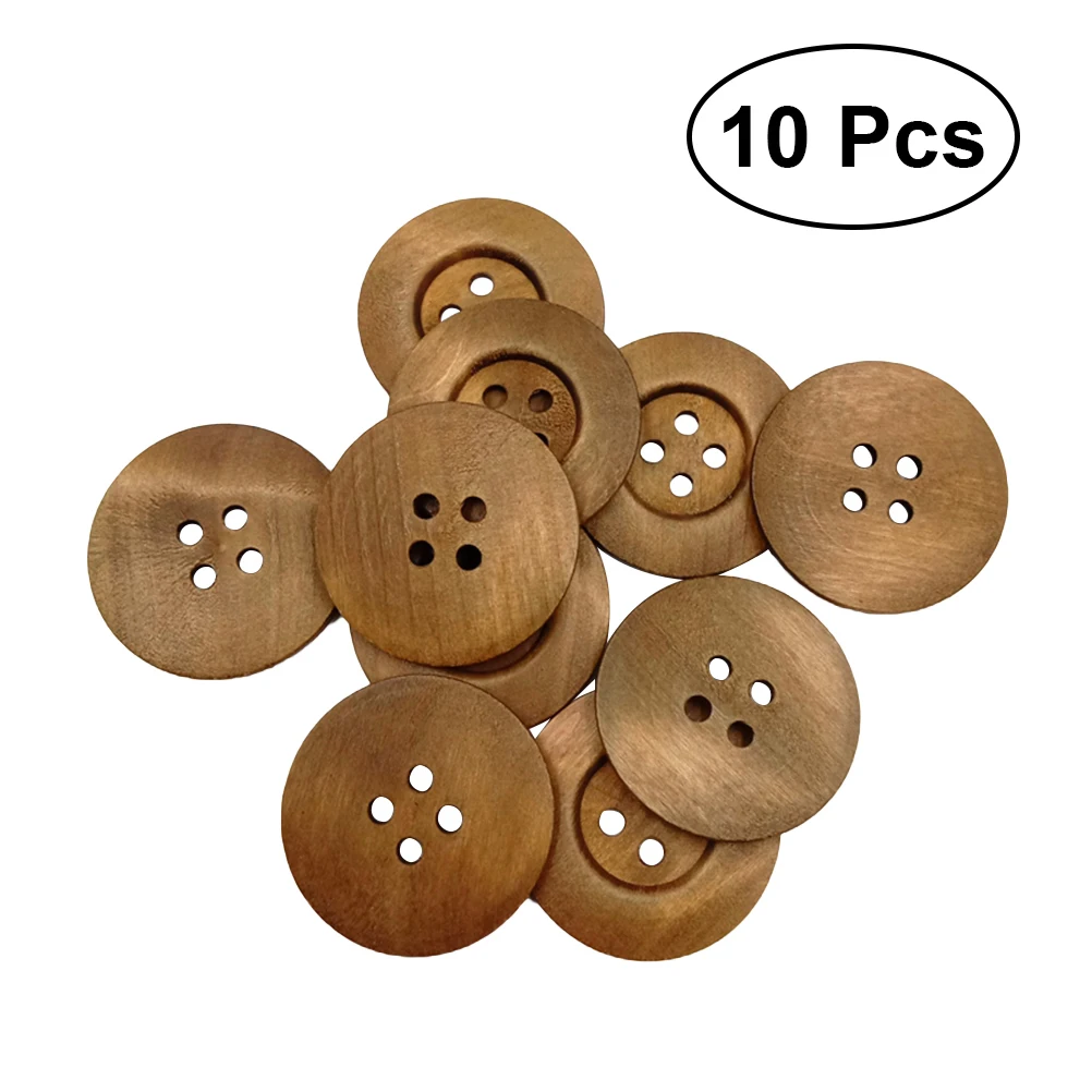 

10Pcs 4 Holes 50MM Wooden Buttons Environmental Round Shape Wide Side DIY Small Fresh Solid Printing Snaps Buttons Press Studs