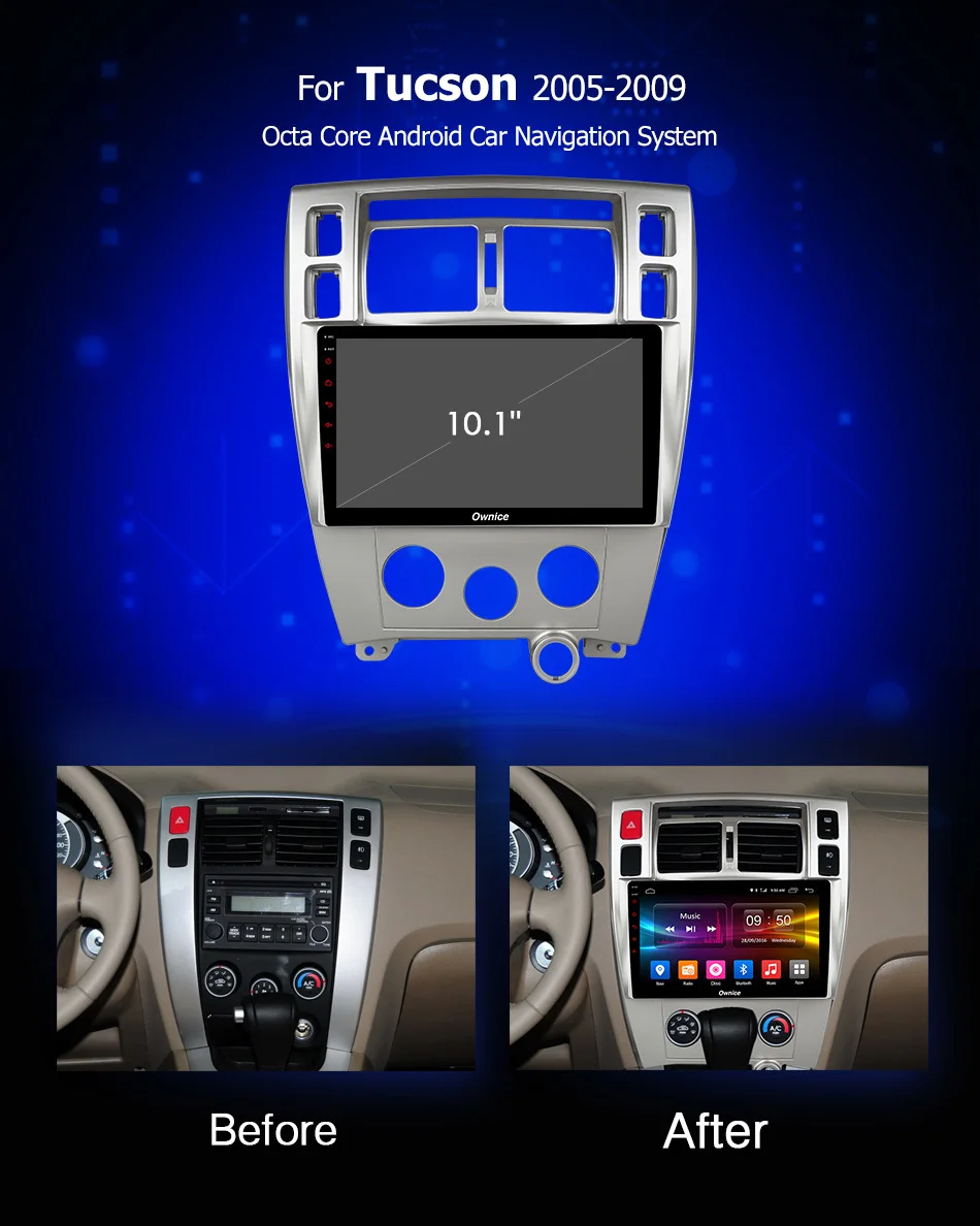 Discount Ownice C500+ G10 Car Radio Multimedia 8 core android 8.1 Video Player Navigation GPS For Hyundai Tucson 2005 2006 2007 -2009 4G 2