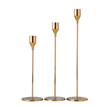 

3Pcs/Set Chinese Style Metal Candle Holders Simple Golden Wedding Decoration Bar Party Living Room Decor Home Decor Candlestick