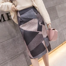 Винтажные женские юбки весна осень зима корейский vestido feminina новая ткань Высокая талия клетчатые длинные юбки для женщин F0413