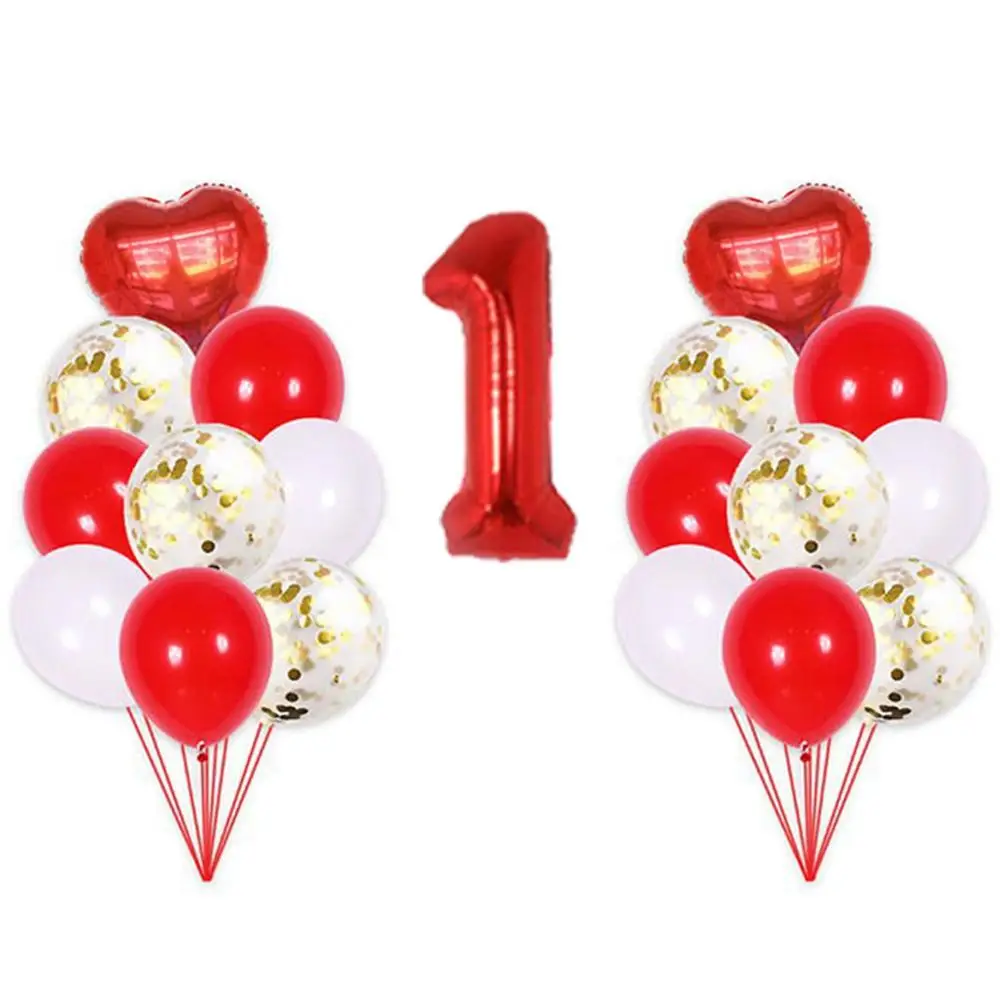 Taoup 19 шт. первый день рождения Balloosn набор 1st Baby Shower номер 1 год латексные шары конфетти Количество шариков Аксессуары