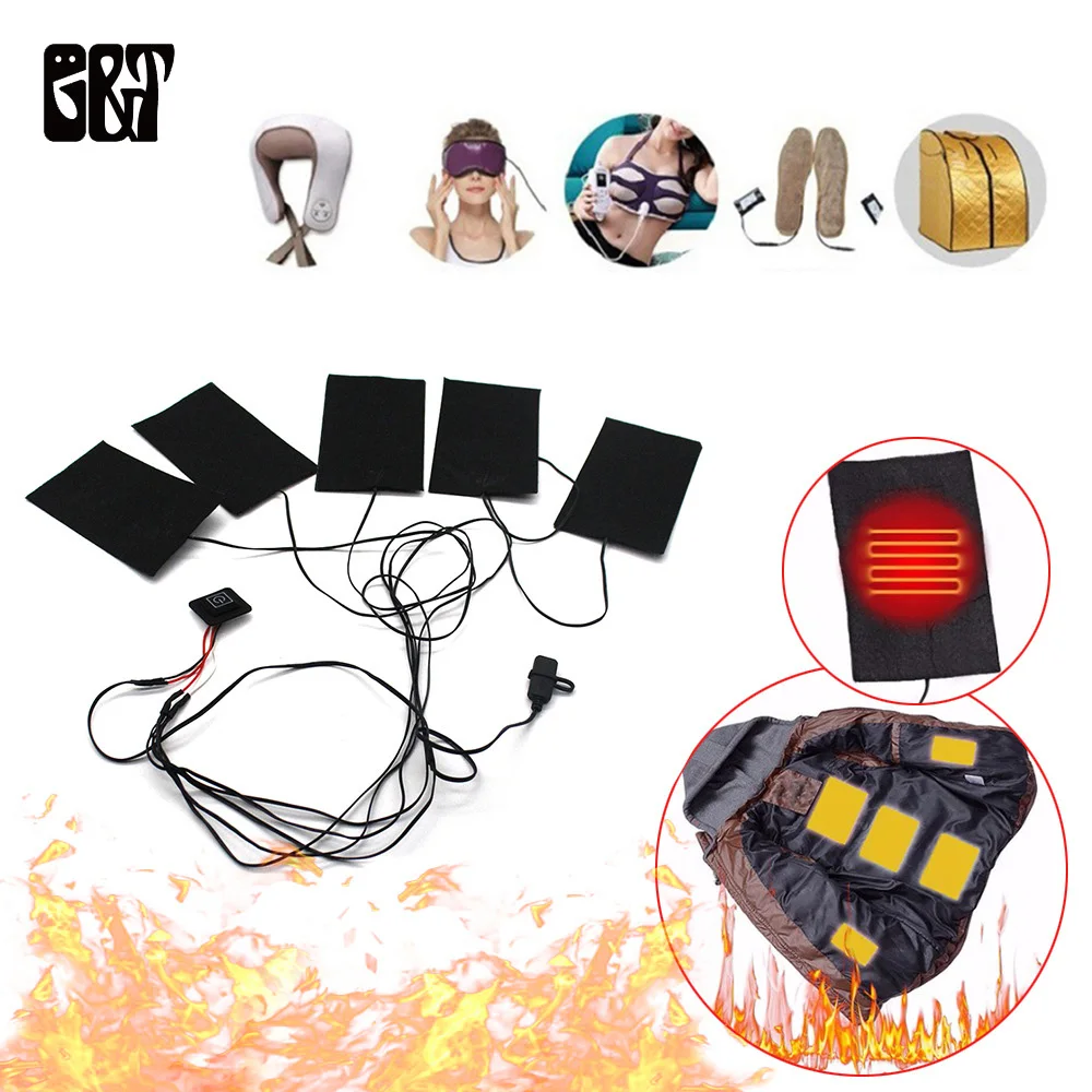 

GT 5V 2A Portable USB Electric Heating Pad 3 Gear Adjusted Temperature DIY Thermal Vest Jacket Clothing Heated Pads Warmer