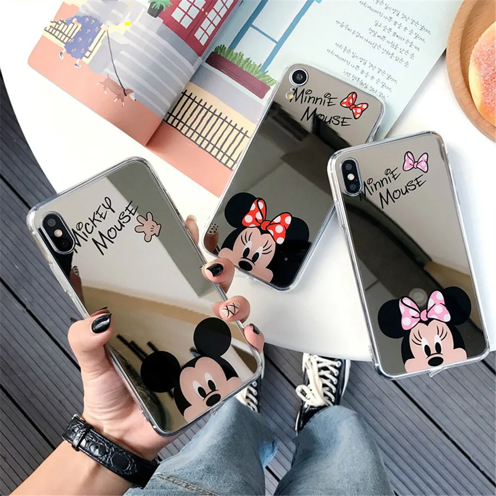 

Minnie Mouse Soft TPU Case for iPhone XS Max XR X 8 7 6 6S Plus Cute Cartoon Mickey Mirror Silicone Cover for iPhone XS Max Case