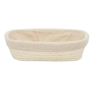 

Handmade Bread Proofing Basket Fermentation Wicker Basket Oval Fruit Tray with Pad Home Rattan Organizer