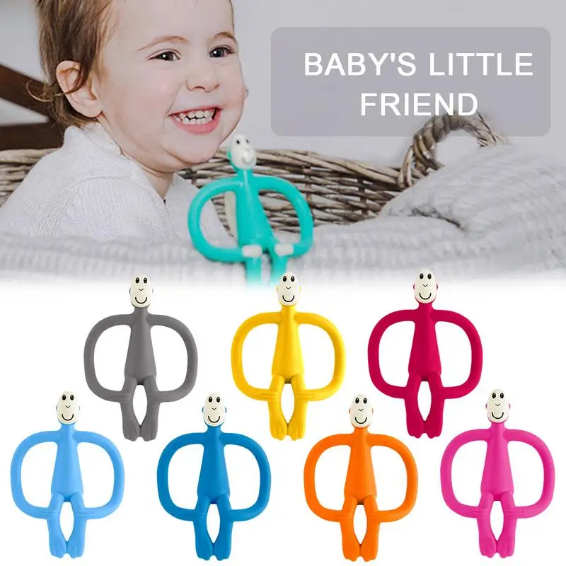 

Food Grade Silicone Teether for Baby Monkey Grinding Stick Teething Toy