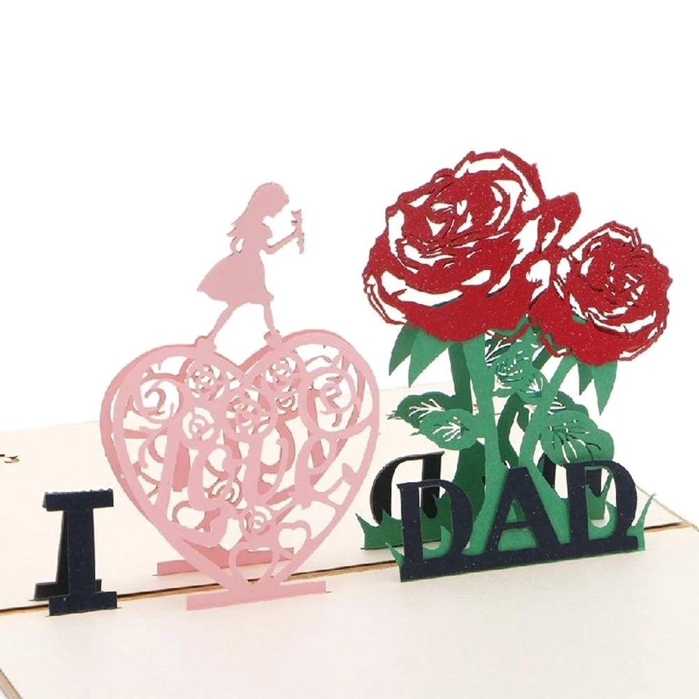 1 шт. креативная поздравительная открытка на день отца 3D Pop Up I Love Dad ручной работы с