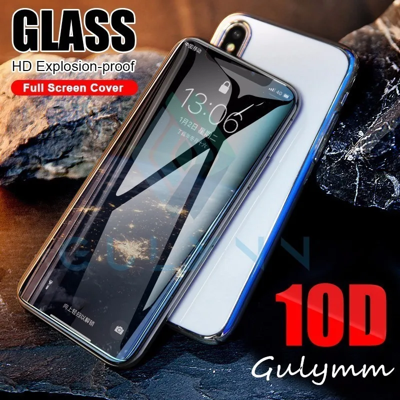 

Curved Edge 10D Hard Glass on the for iPhone X XR XS Max Tempered Glass on for iPhone 7 8 6S Screen Protector Full Cover Glass