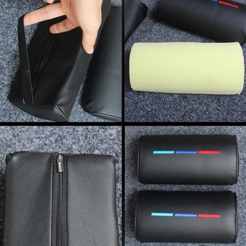 

Fits For BMW ///M Car Seat Head Neck Rest Foam Pillow Leather Cushion Pad Black
