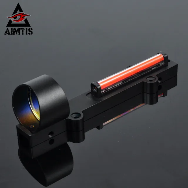 AIMTIS 1X28 Red Circle Dot Rib Rail Fiber Sight Collimeter Light