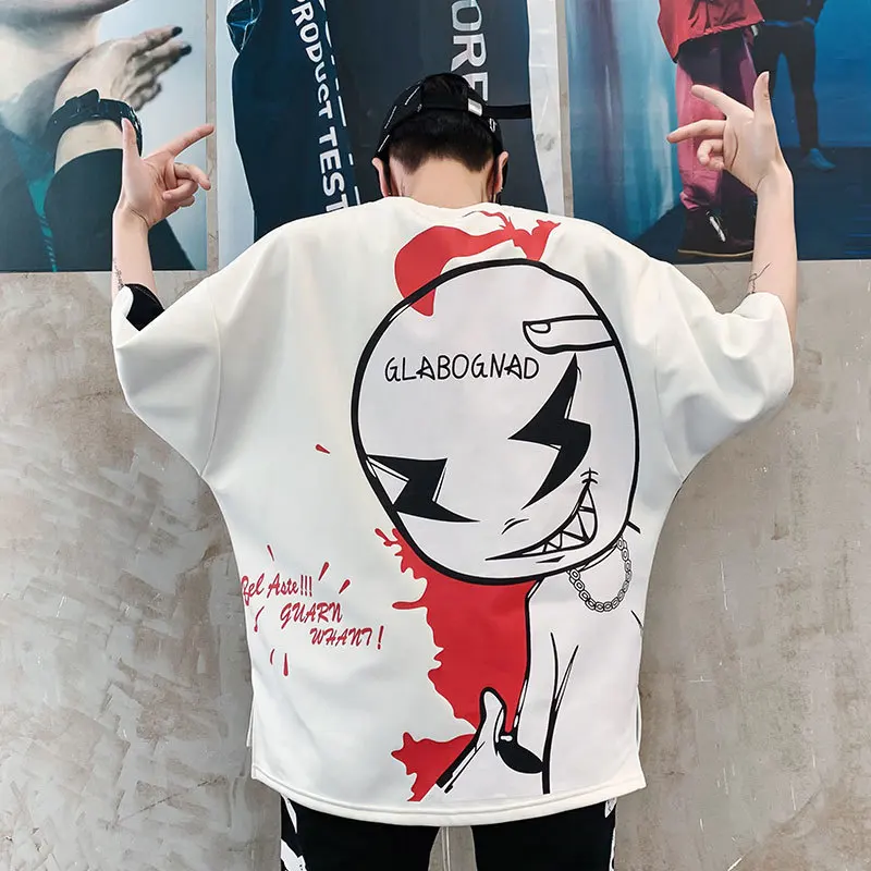 

Men's T-shirt 2019 summer loose couple models T-shirt students tide brand fashion casual wild T-shirt personality men's clothing