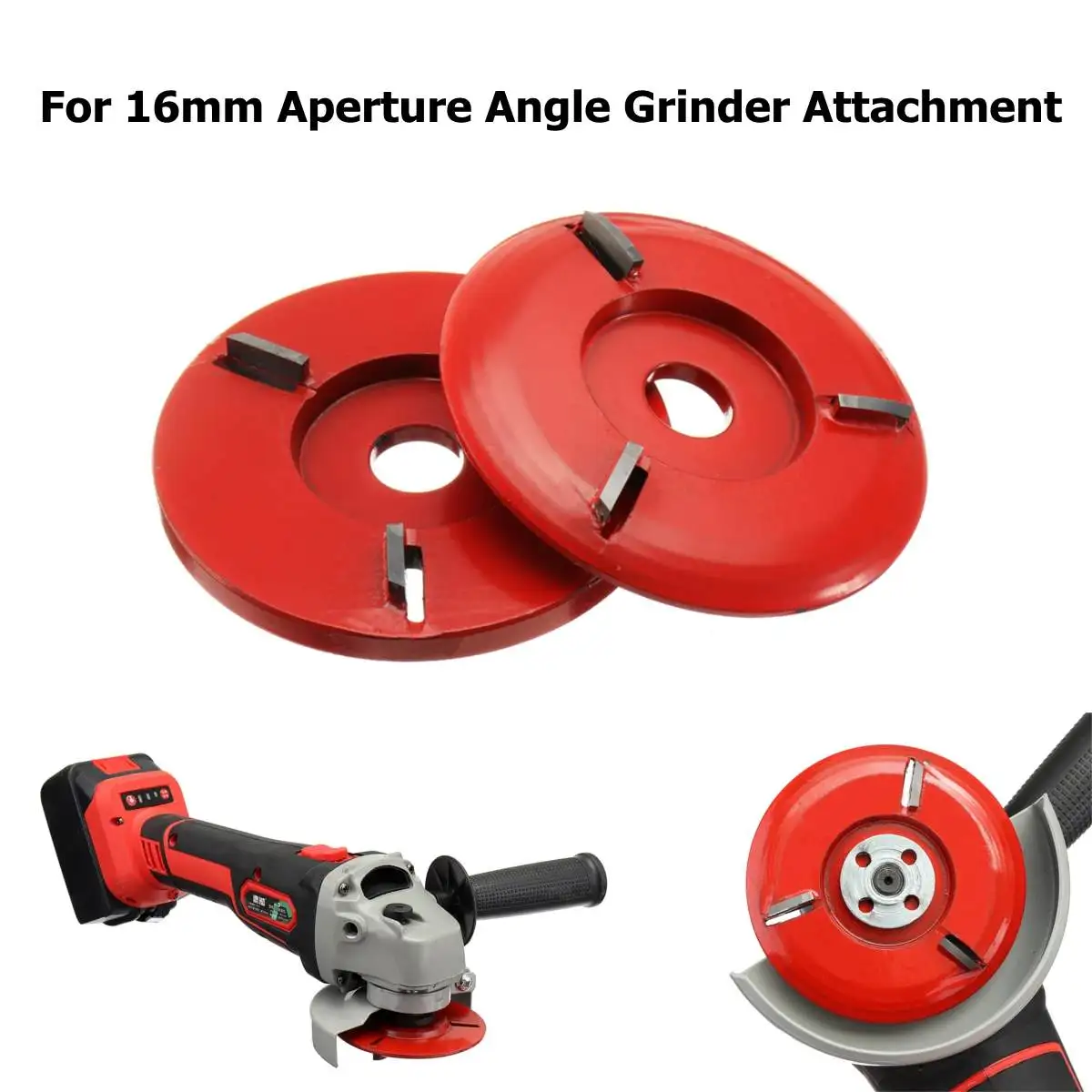90mm Diameter 16mm Bore Red Power Wood Carving Disc Angle Grinder Attachment in Grinders from