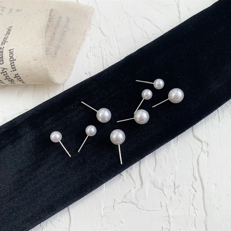 

Fashion Lady Imitation Pearl Stud Earrings S925 Sterling Silver Round Ear Stud Earrings Fashion Jewelry Accessories Gifts