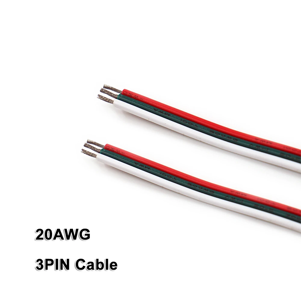 3PIN кабель, 20AWG, провода, для 2835 3528 5050 WWCW CCT светодиодный полоски, низкая Напряжение DC5V/DC12V/DC24V, освещение Светодиодное светильник в форме линейки, жесткий стержень