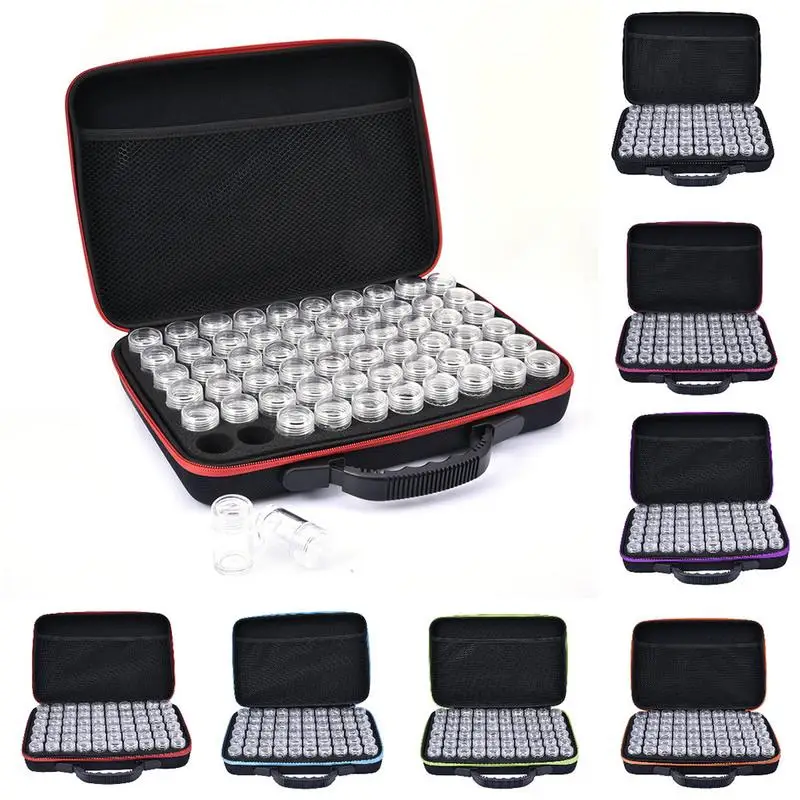 

60 Slots Diamond Embroidery Box Diamond Painting Accessory Case Clear plastic Beads Display Storage Boxes Zipper Design