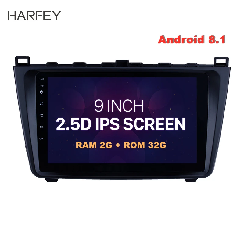 

Harfey 9 Inch Multimedia Player GPS Navigation Car Radio Android 8.1 2DIN For Mazda 6 Rui wing 2008 2009 2010-2014 Backup camera