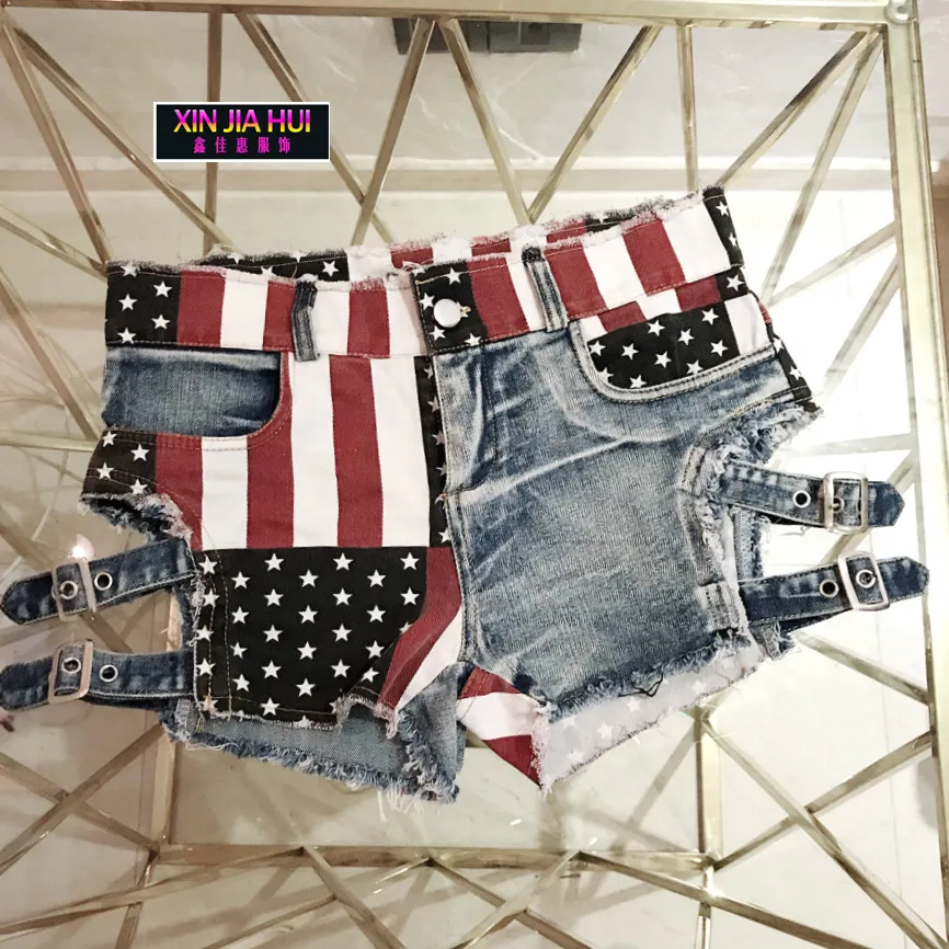 New Pattern National Cowboy Nightclub Suit-dress Exposed Holes Ballroom Sexy Shorts Pole Dance Costume American Flag Befree New Pattern National Cowboy Nightclub Suit-dress Exposed Holes Ballroom Sexy Shorts Pole Dance Costume American Flag Befree