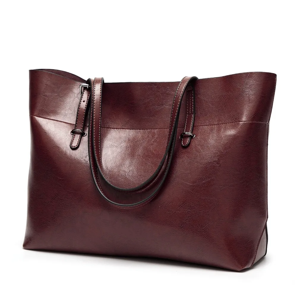 Bolsa de Couro Bolsas de Couro para Mulheres do Vintage Bolsa de Alta Bolsa de Ombro Genuíno Qualidade Casual Bolsas Femininas Alta Capacidade Senhoras C832