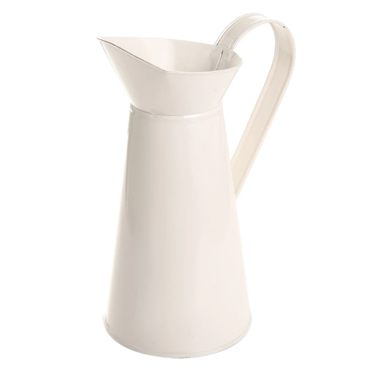 

1PC Vintage Tall Metal Shabby Chic Cream Vase Enamel Pitcher Jug Flower Container For Wedding Home Decor