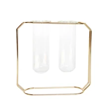 Скандинавская стеклянная кюветная ваза, Современная позолоченная железная ваза для цветов, модная ваза для растений, креативная Террариум для комнаты, дома, свадьбы, украшения