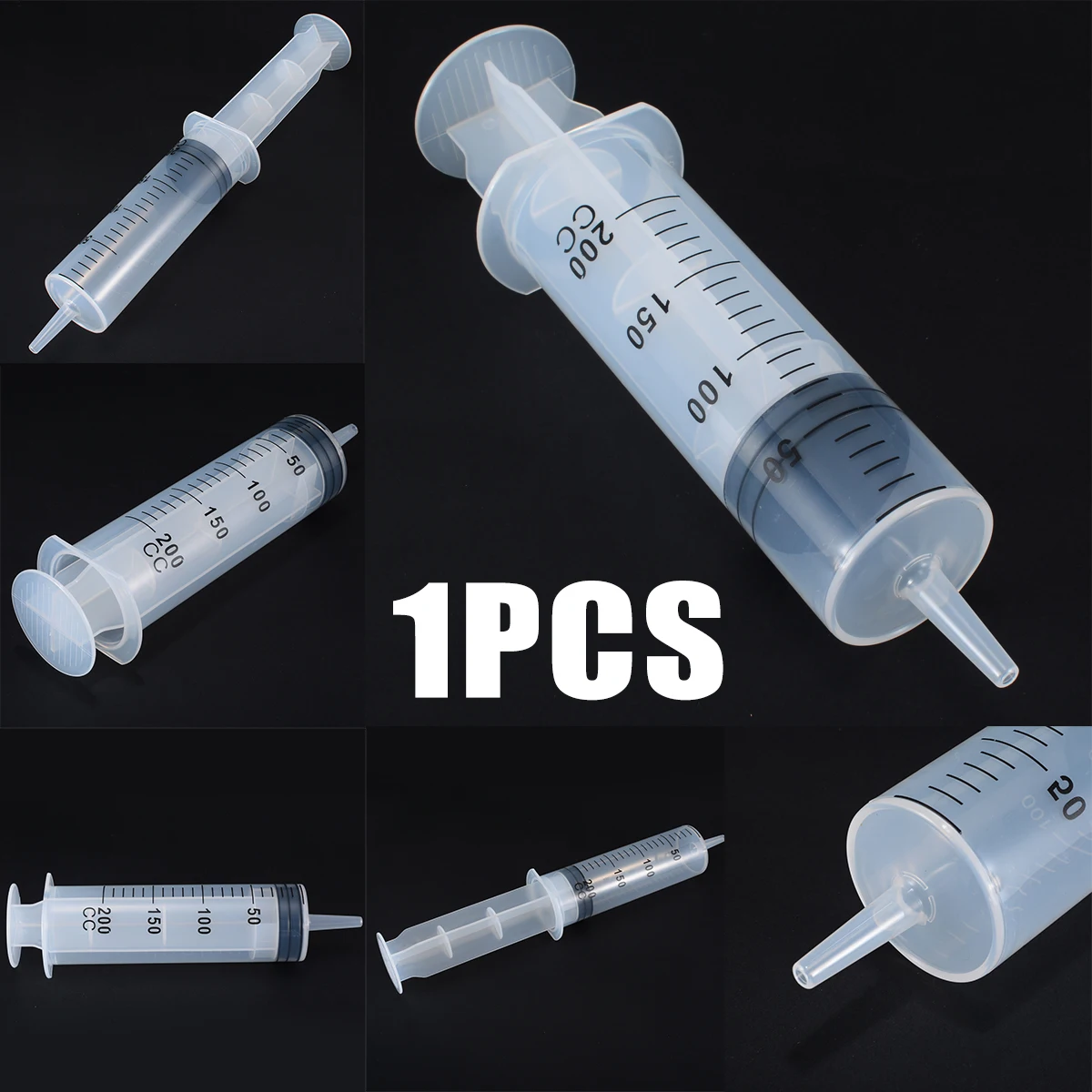 

New Plastic 200ml Syringe Clear Large Clear Plastic Syringe Measuring Nutrient Reusable Lab Kitchen
