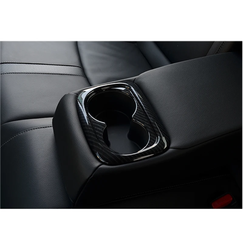 

Car ABS Carbon Rear Seat Armrest Water Glass Bottle Cup Holder Cover Trim fit For Honda Civic X 2016-2018