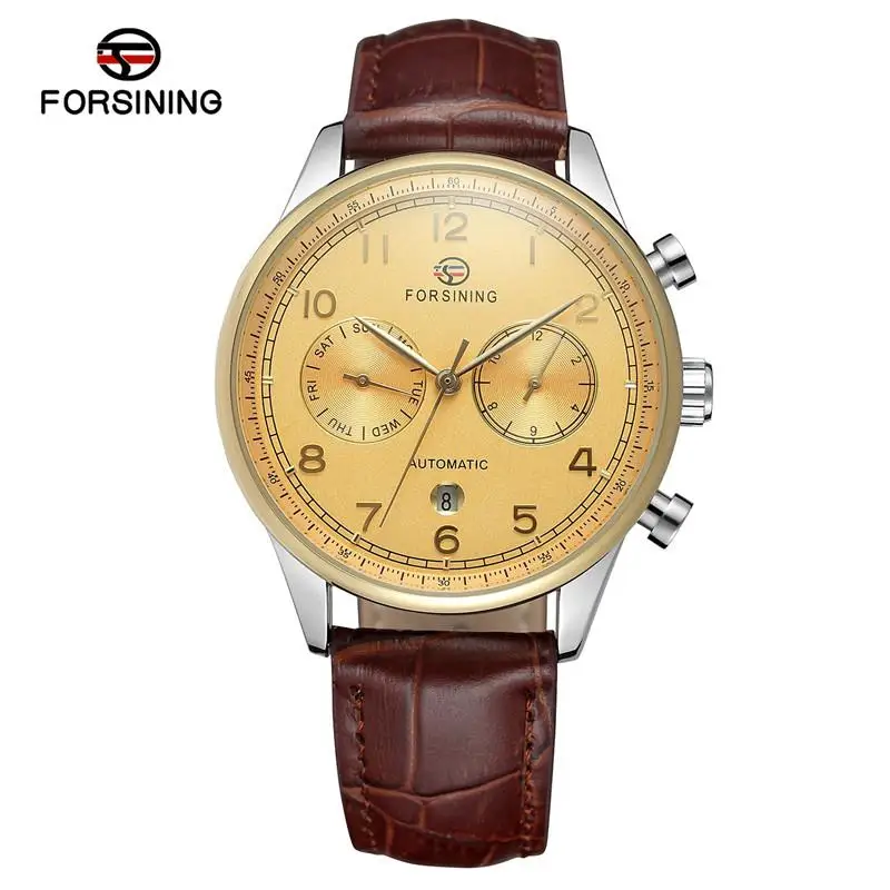 

Forsining Retro Men Watch Special Hands Golden Die-Casting Case Watch Men Brand Luxury Automatic Mechanical Watch Clock Men