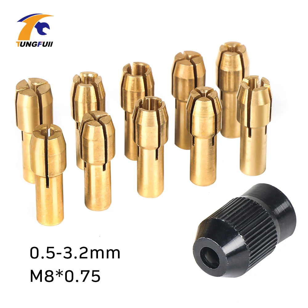 Tungfull Mini Drill Brass Collet Chuck for Dremel Rotary Tool 0.5 3.2mm
