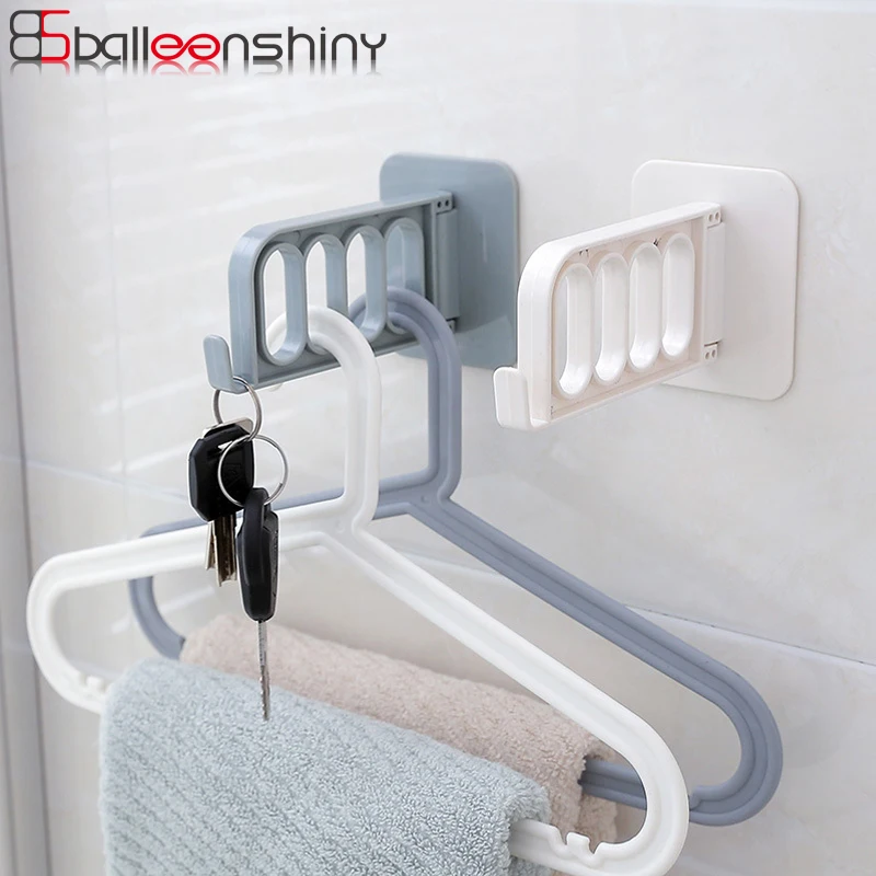 

BalleenShiny PP Clothes Hanger Storage Hook 4 Holes Wall Adhesive Rotatable Scarf Coat Bags Neaten Portable Organizer Hooks