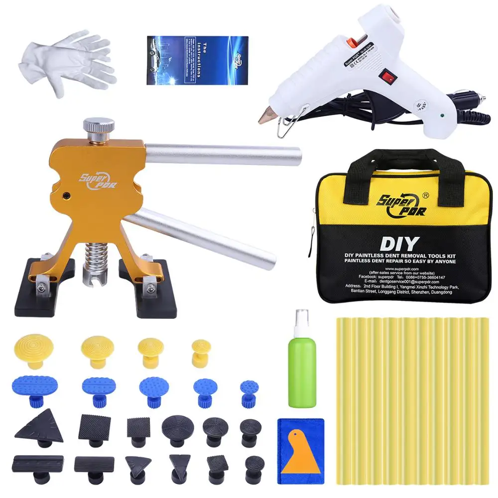 Super PDR Car Body Dent Damage Repair Tools Auto Pullers Suction Cups 12V Hot Melt Glue Guns Sticks Hand Set Bag | Инструменты