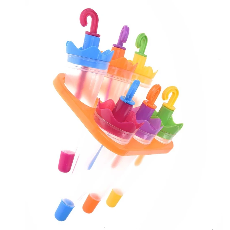 

6 x Umbrella 6 Cell Frozen Ice Cream Pop Mold Popsicle Maker Lolly Mould Tray