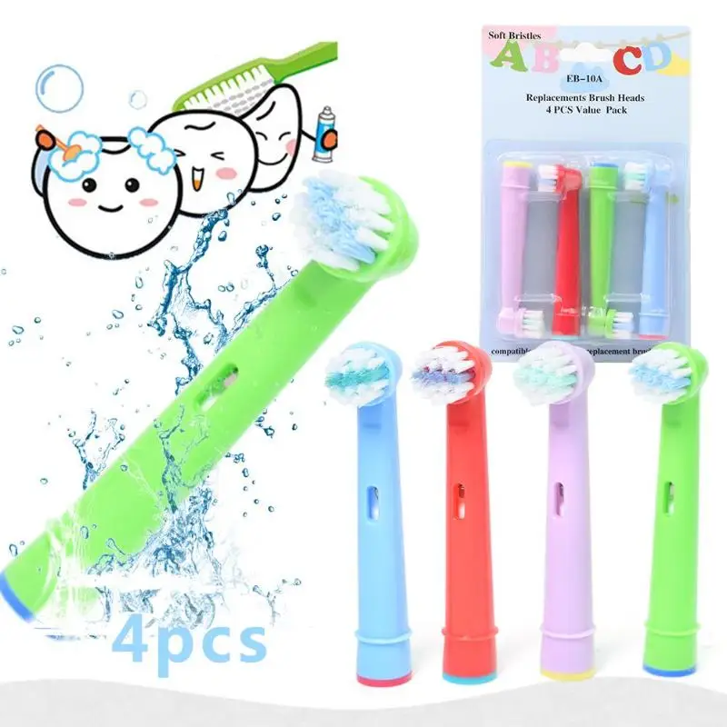 

4pcs Electric Toothbrush Heads Brush Heads Replacement for Kids Children for Oral Hygiene B Hygiene Soft-bristled Toothbrushes
