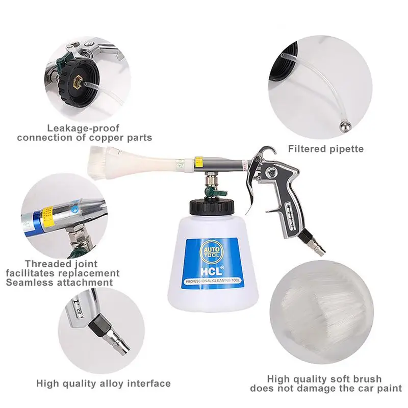 

Car Cleaning Water Jet Car Wash Kit Surface Interior Exterior Air Washing Tool with 1L Foam Bottle Black