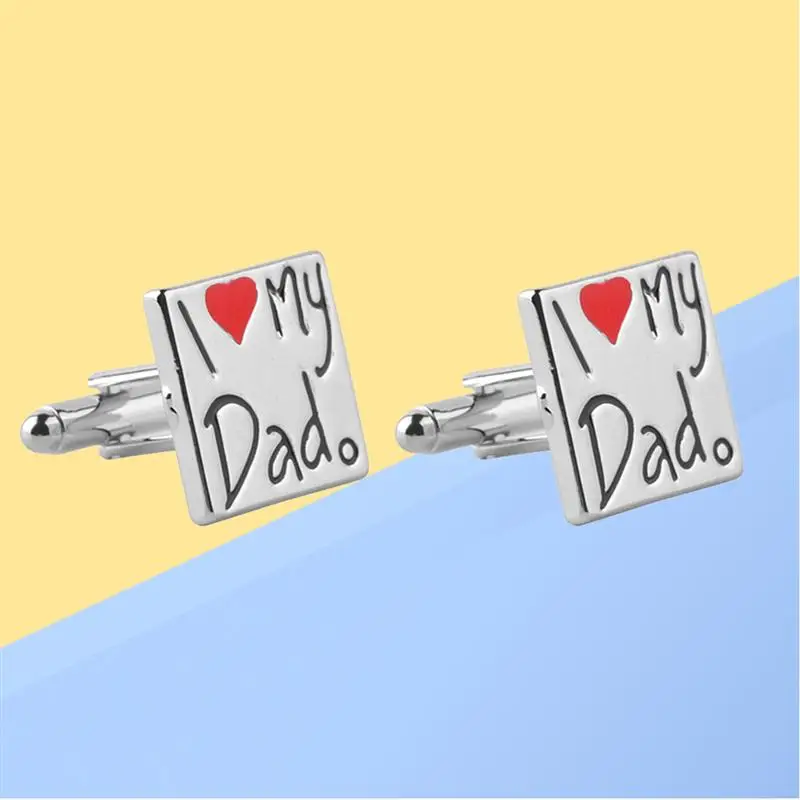 Вечерние запонки для отца I Love My Dad 2 шт. квадратные из сплава мужские папы белые