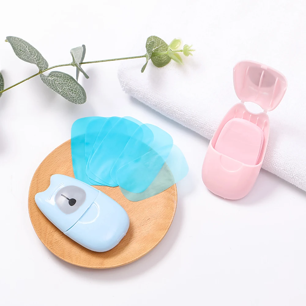 

50pcs/Box Disposable Soap Paper Travel Outdoor Portable Soap Flakes Soap Papers + Mini Soap Box Travel Portable Washing Product