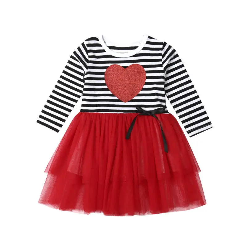 Valentine's Day Toddler Baby Girls Dress Love Heart Print Dress Kids ...