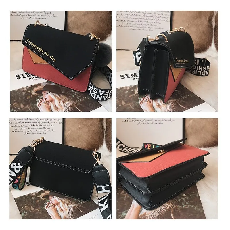 Herald Fashion Women Shoulder Bag Wide Strap Flap Bag Quality Leather Designer Clutch Bag Ladies' Messenger Bags With Hair Ball Herald Fashion Women Shoulder Bag Wide Strap Flap Bag Quality Leather Designer Clutch Bag Ladies' Messenger Bags With Hair Ball