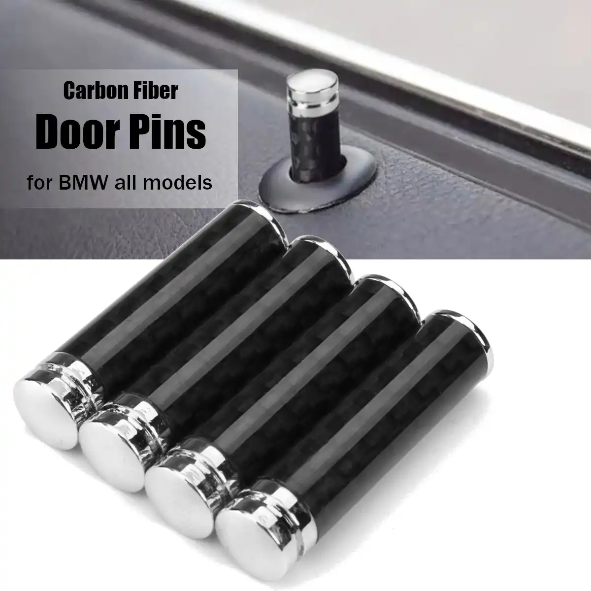 4PCS Carbon Fiber Car Metal Interior Door Lock Pins Knob Trim For BMW All Series