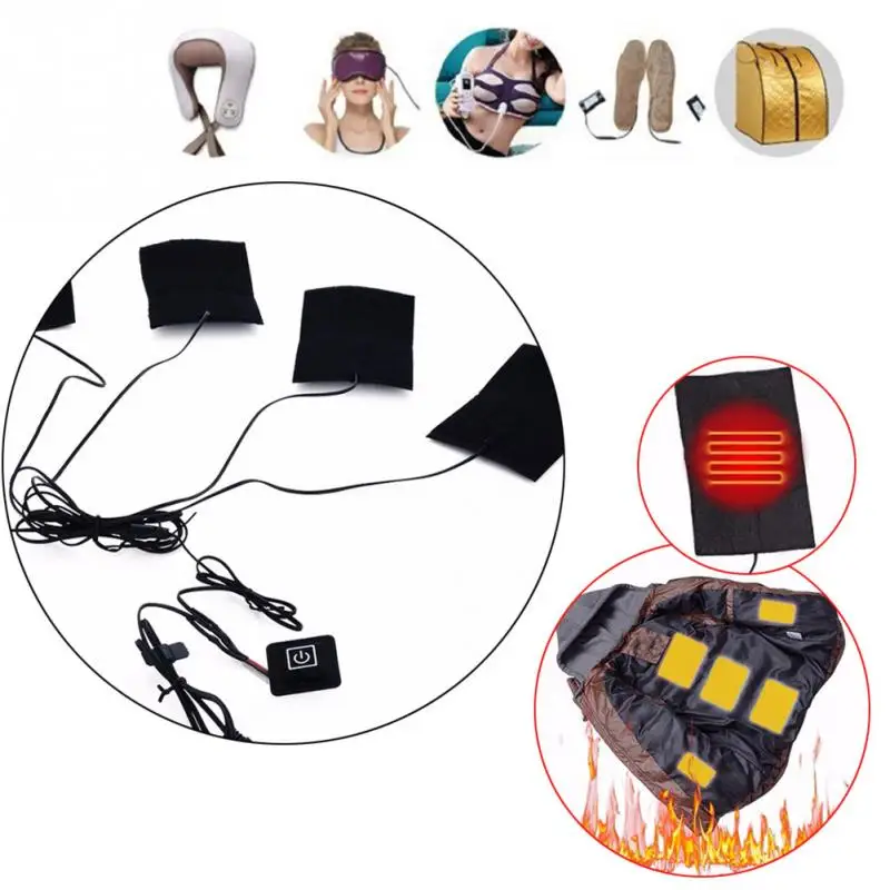 

Portable USB Warmer 1-for-5 5V DIY Electric Heating Vest Cloth Cloth heating pad Waterproof and Folding Proof Pad Warmer #1024