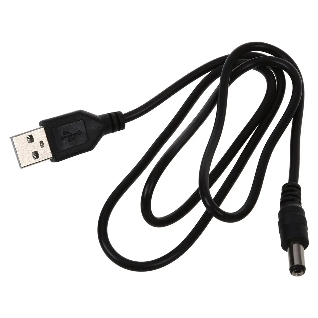 

USB Cable 5.5mm / 2.1mm 5V DC Barrel Jack Power Cable (Black, 75cm)