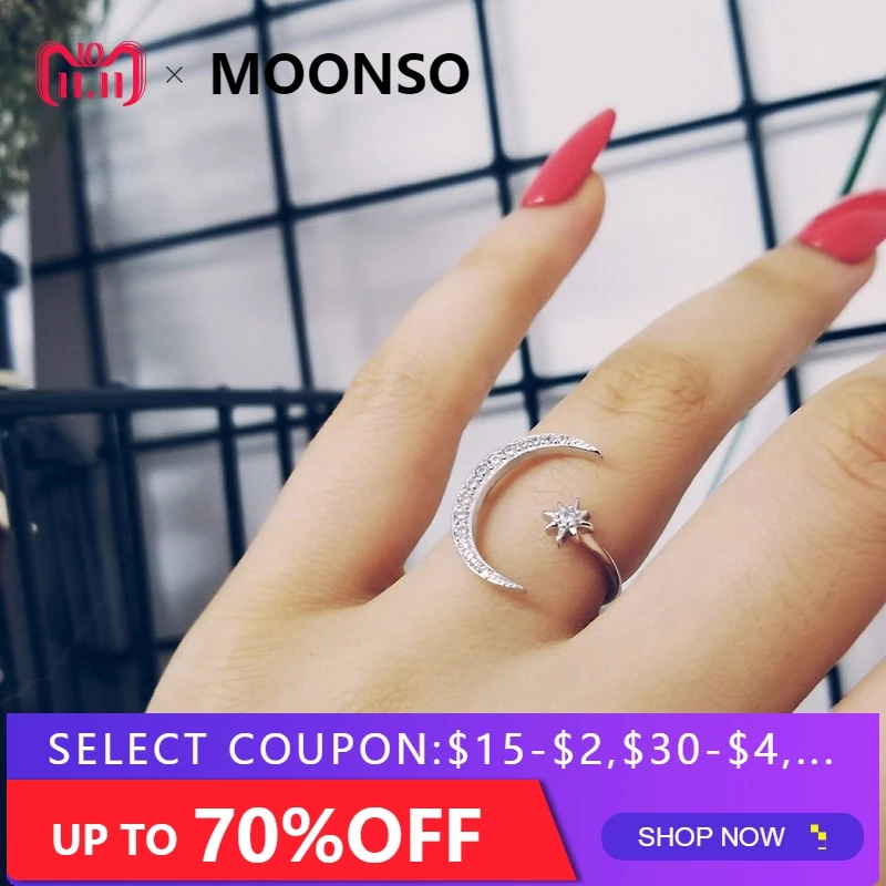 fashion 925 Sterling Silver Ring Finger moon star CZ Ring for Women Jewelry Pure Wedding Engagement LR4596S fashion 925 Sterling Silver Ring Finger moon star CZ Ring for Women Jewelry Pure Wedding Engagement LR4596S