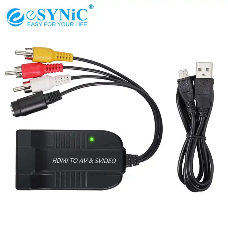 Esynic Hdmi2av S Cvbs Video Converter Hdmi To Male Av S Video Adapter S Video 1080p Video Converter Box With Av Svideo Cable Aliexpress