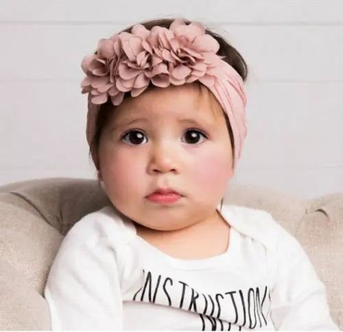 Citgeett Solid Soft Baby Girl Kid Toddler Bow Hairband Headband Turban Big Flower Head-Wrap