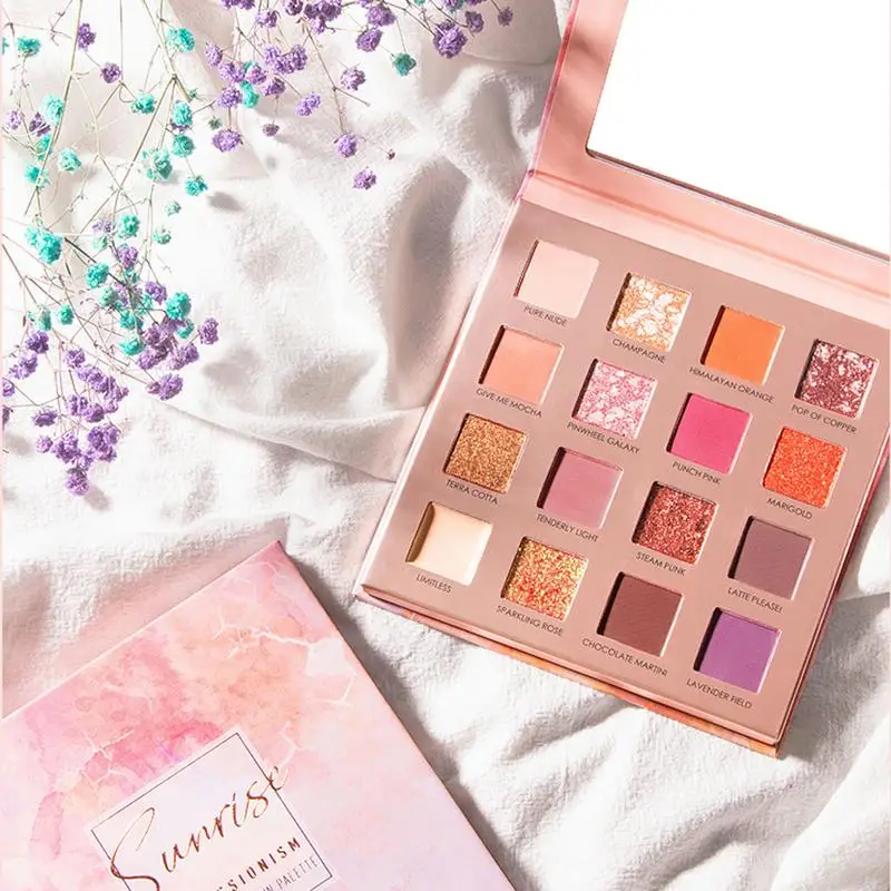 Тени для век макияж Палитра мерцающий Блестящий Матовый Minshzee 16 цветов Desert Rose