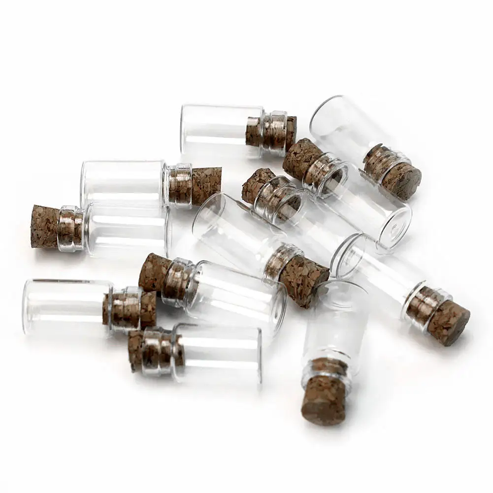 

10pcs Mini Small Glass Bottles with Clear Cork Stopper Tiny Vials Jars Containers Message Weddings Wish Jewelry Favors