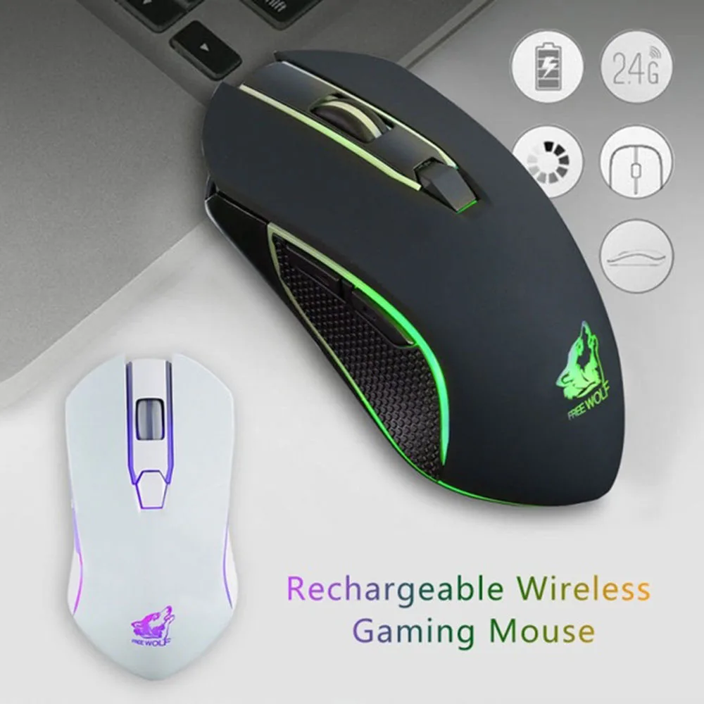 

Silent Wireless Gaming Mouse 2.4GHz 2400DPI Rechargeable Wireless Mice USB Optical Game Backlight Mouse For Mac PC Laptop