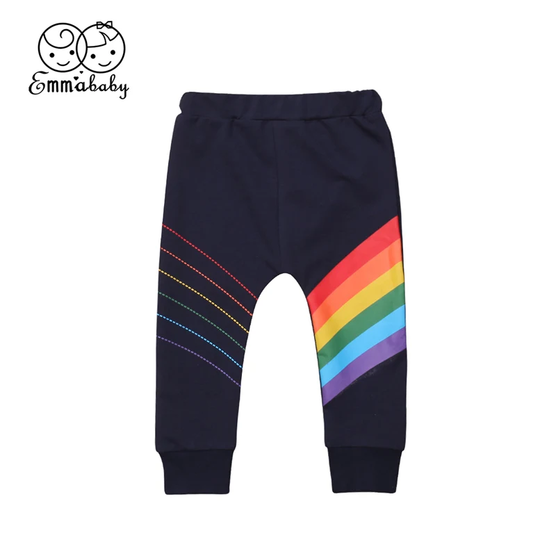 

Kids Rainbow Stripes Long Pants Baby Boys Girl Toddler Infant Kids Casual Clothes Harem Pants Clothing1-6T