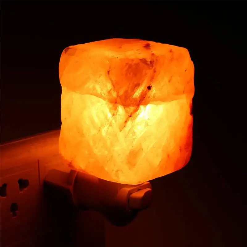 

Rotate Mini Himalayan Square Salt Night Light Wall Lamp Bedside Bedroom Home Decor Novelty Lighting US EU UK AU Plug 360 Degree